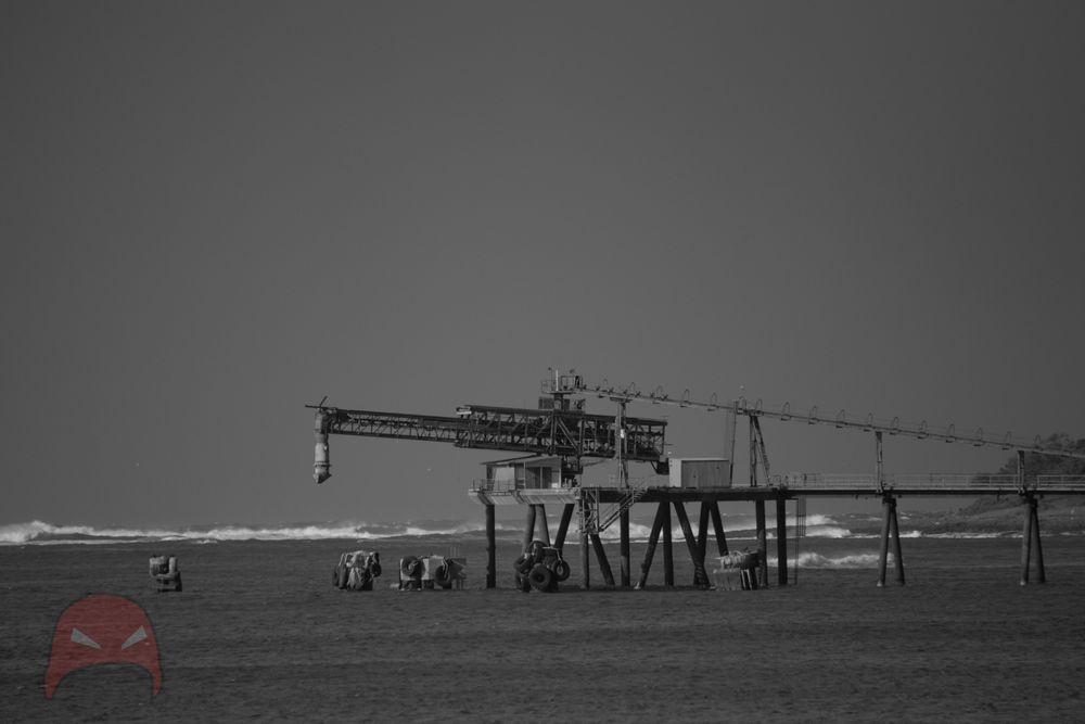 The old blue metal pier off the coast of Wollongong